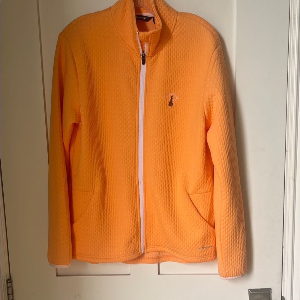 Abacus Women’s Bright Orange Zip-Up Golf Sport Waterville Logo Jacket Sz L